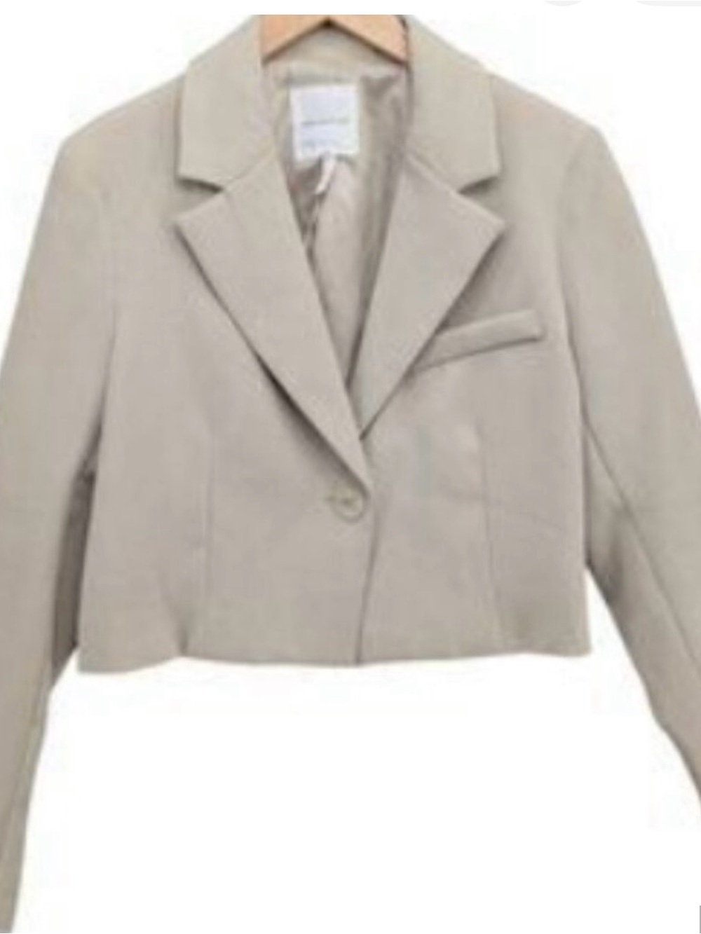 Avec Les Filles cropped faux leather jacket. XS cream